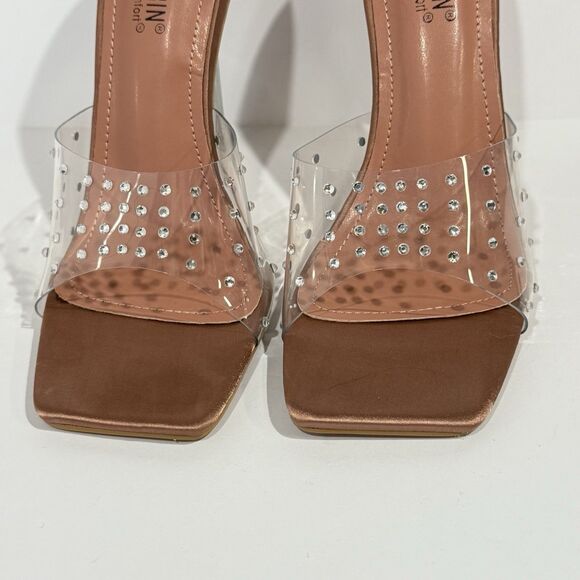 Cape Robbin Women's Clear Transparent Strap Stiletto Heel Sandals Rhinestone 8 - Picture 16 of 16